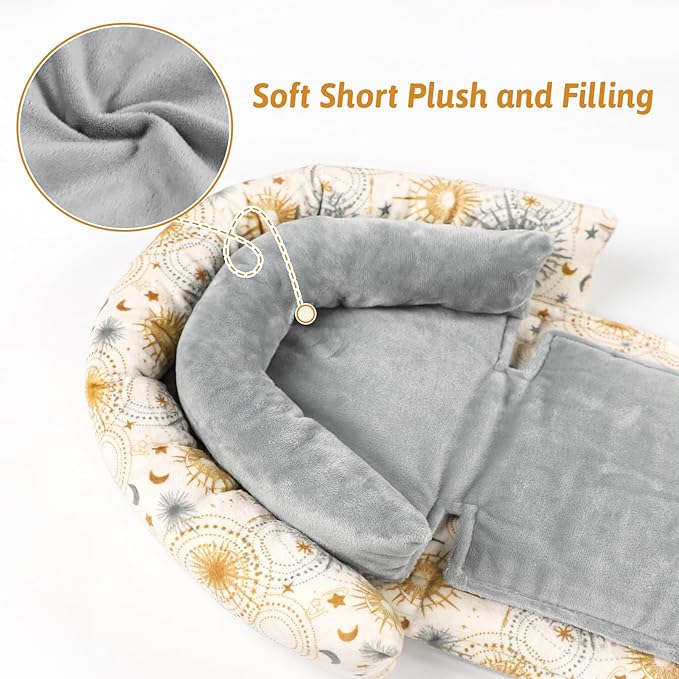 Infant Car Seat Insert for Newborn Girls Boys, Upgraded 2-in-1 Baby Carseat Head Support, Soft Reversible Baby Car Seat Insert Cushion Pad for Car Seat, Stroller, Bouncer, Swing, Sun
