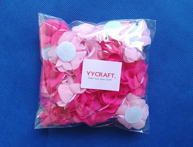 YYCRAFT Pack Of 30 Chiffon Flower 1.75" Hair Flower Headband-Pink/Hot Pink