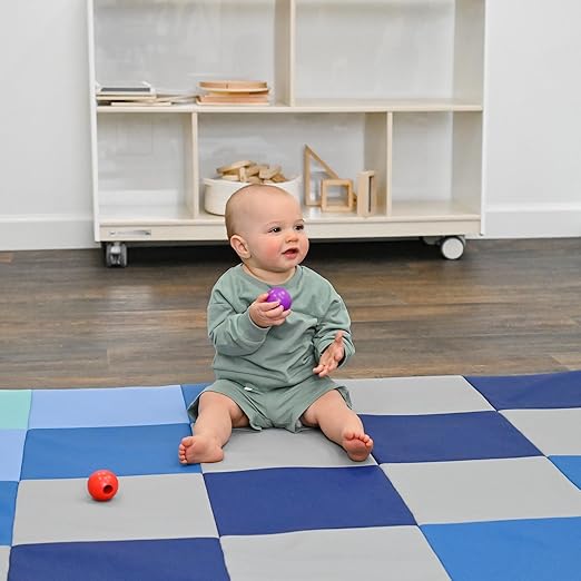 Children's Factory Patchwork Crawly Mat, Cushioned Floor Mat for Kids, Daycare Mat, Tranquility