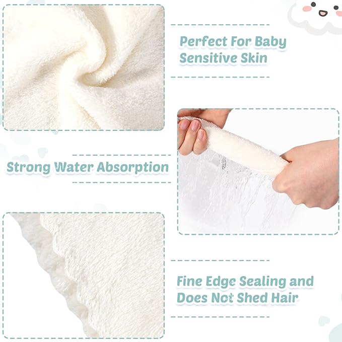 Newwiee 120 Pack Baby Washcloths 9 x 8 Inch Coral Fleece Baby Rags Microfiber Soft Small Towels Absorbent Wash Cloth for Newborn Infants Toddlers Face or Body(Gray, White)