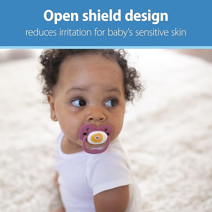 Dr. Brown's Advantage Baby Pacifier, Fully Symmetrical Soother with Soft Silicone Bulb, Glow-in-The-Dark Blue Sunrise-Blue Ocean, 0-6m, BPA-Free, 4-Pack