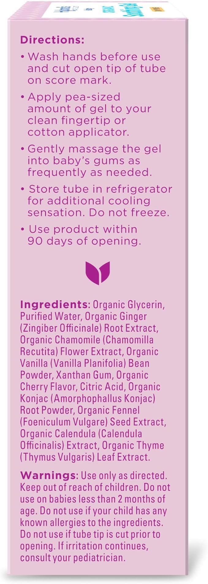 Hyland's Baby Organic Day Oral Soothing Gel, with Chamomile, Calendula, and Fennel, Cooling Gel for Oral Discomfort, Easy-to-Apply, Ages 2 Months and Up, 0.53 Ounce