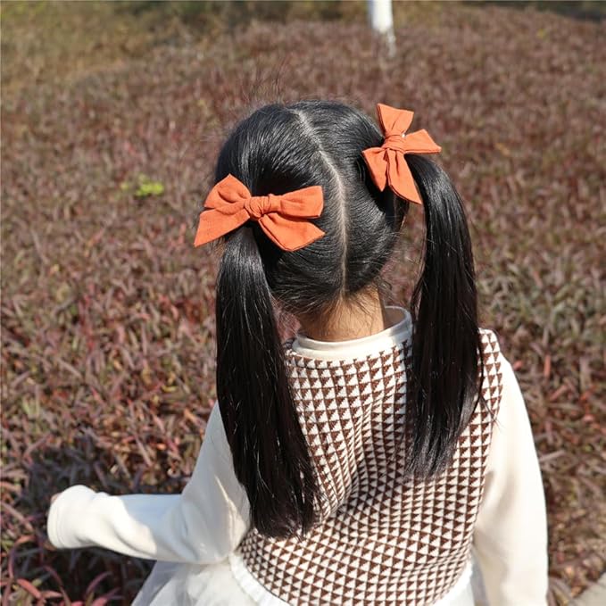 3 Styles Hair Bow Clips for Little Girls Toddler Baby Mom Women Hair Barrettes Accessories 4 Pcs Cotton Linen Bows Clay Court