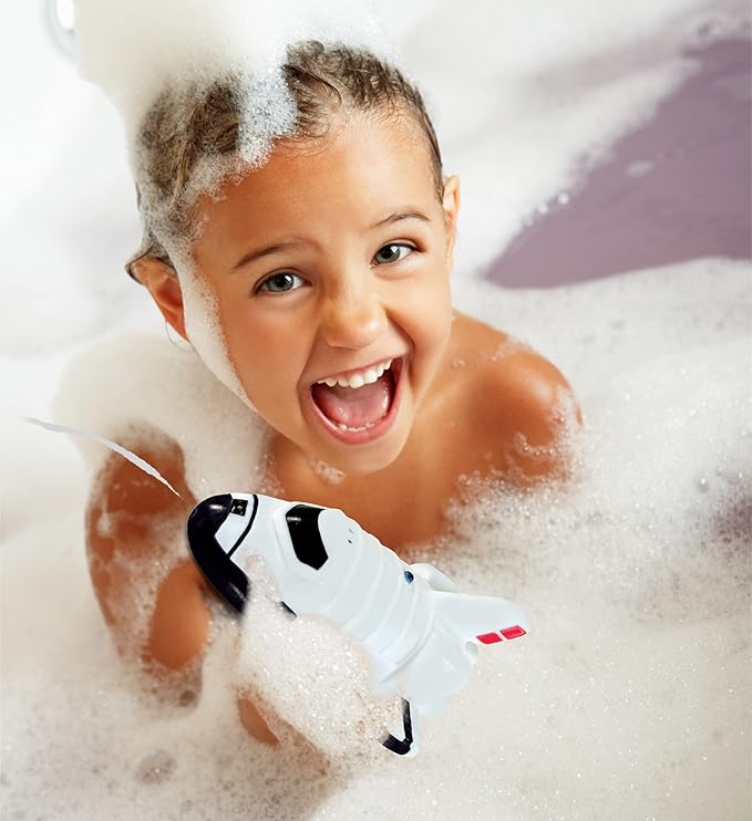DolliBu Space Shuttle Model Bath Buddy Squirter Toy - Floating Rubber Space Themed Bath Toy for Pool or Bathtub, Cute Bathroom Toys for Toddlers, Babies, and Kids - 3 Inches