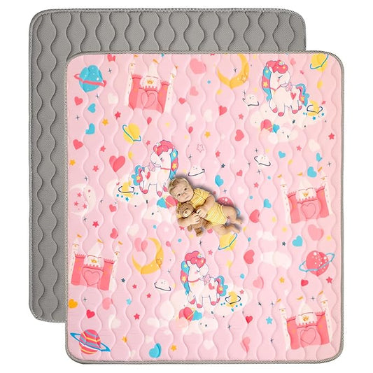 Wirhao Baby Play Mat for Floor, 71'' x 59'' Thicken Foam Soft Padded Mat for Baby, Playpen Mat for Toddlers Infant Kids, Machine Washable, Non-Slip Bottom Safe for Crawling (Pink)
