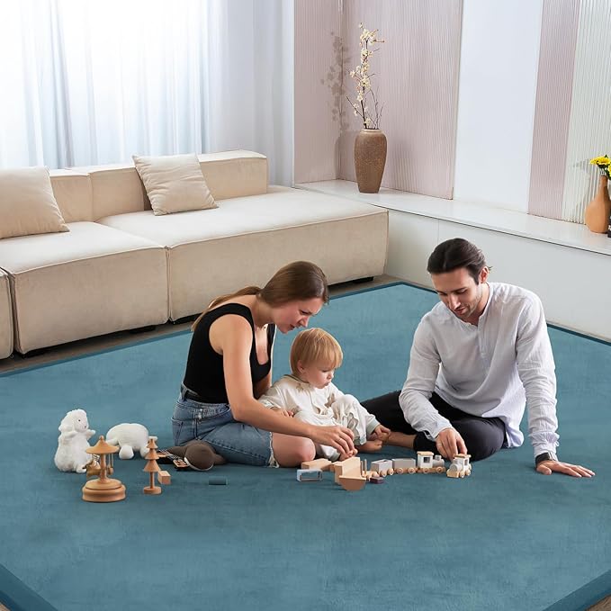 Baby Play Mat for Floor Nursery Rug Muscle Mat Area Rug Playroom Rug 74"x50" Playpen Mat Memory Foam 1.3" Thick Crawling Mat for Babies,Toddlers, Infants, Kids,Indigo