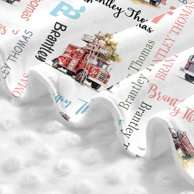 Custom Baby Car Seat Canopy Personalized Car Seat Covers with Name for Baby Boys Girls Customized Fire Truck Nursing Breastfeeding Cover Infant Carseat Canopies Newborn Minky Baby Blanket