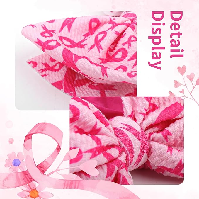 2PCS 6’’ Breast Cancer Awareness Hair Accessories for Baby Girls Headbands for Girls Hair Bows Newborn Headband Pink Ribbon Baby Clothes