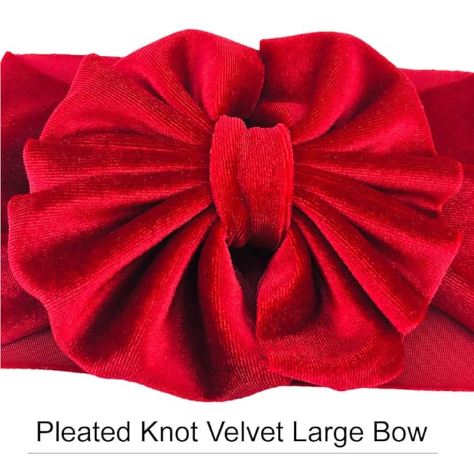 Lawie 8 PACK Elastic Stretchy Elastic Soft Wide Velvet Bowknot Bow Headbands Hairband Knot Turban Headwraps Hair Bows Accessories for Kids Toddler Infant Newborn Baby Girl Bulk