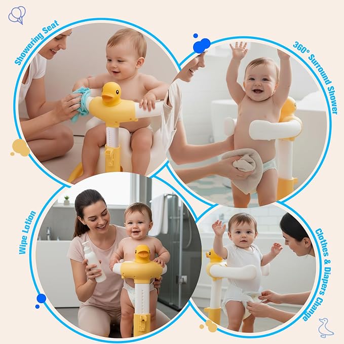 Adjustable Baby Shower Stand Support | Safety & Non-Slip Baby Bath Stand | Standing Bathtub for Infants 8-36 Months | Toddler Shower Support with 55 Lbs Capacity | Ideal Gift for Babies Bath