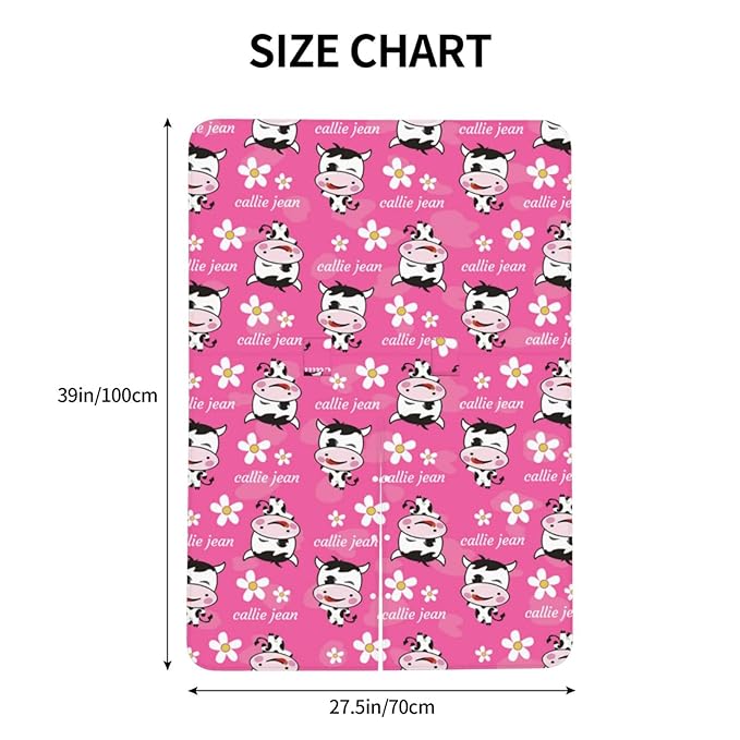 Personalized Naughty Cow and Flower Pink Baby Infant Car Seats Canopy for Babies with Name, Custom Car Seat Covers for Baby Girls, Peekaboo Minky Nursing Breastfeeding Stroller Canopies for Newborn