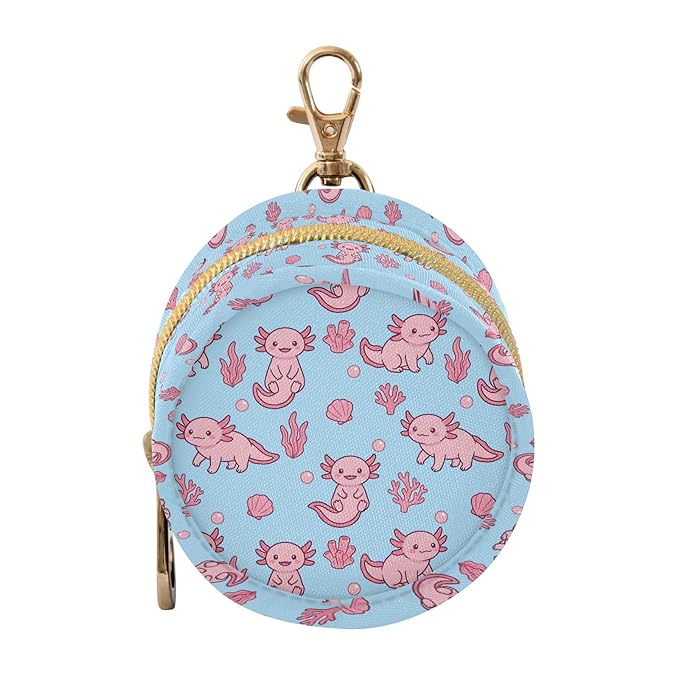 Cartoon Axolotl Coral Blue Print Pacifier Holder Case for Diaper Bag Portable Travel Pacifier Storage Case with Clip Newborn Baby Pouch for Baby Boys Girls Purse Outdoor