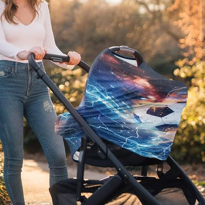 Coldinair Lightening Fire Football Baby Car Seat Covers for Boys Multi-use Cover,Baby Carseat Canopy,Nursing Cover for Breastfeeding