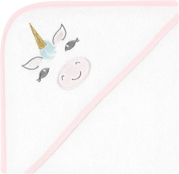 Hudson Baby Unisex Baby Animal Hooded Towel 3pk and 15 Washcloths, Unicorn, One Size