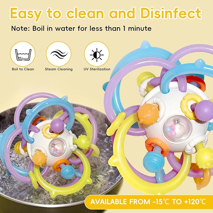ANGELLE Silicone Teething Toys for Babies 0-18 Months, Montessori Sensory Teethers for Gum Relief, BPA Free Food Grade Chew Toys
