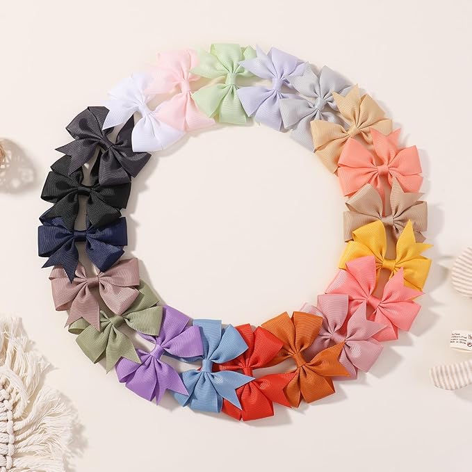 YLEN YHXX 40PCS Hair Bows for Girls 3 Inch Toddler Hair Clips Grosgrain Ribbon Pinwheel Hair Bow with Alligator Clip Handmade Hair Accessories for Girls Toddlers Teens