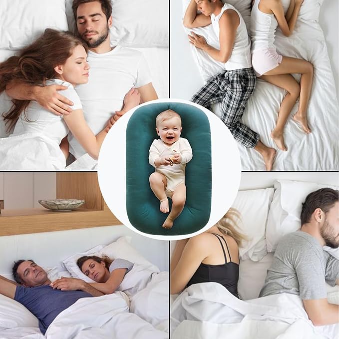 Baby Lounger for Newborn 0-24 Months, Soft Portable Infant Nest & Play Mat & Diaper Changing Pad for Home,Travel & Floor Time, Newborn Babies Essentials Gifts(Peacock Green)