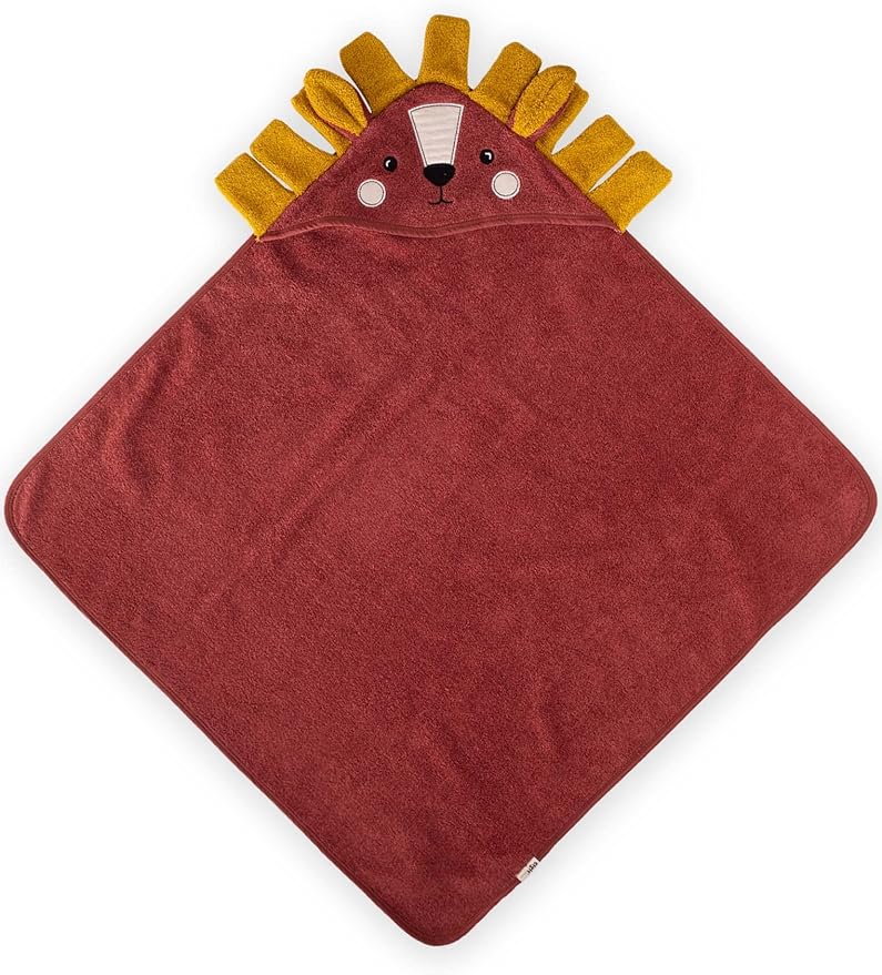 Cigit Concept 100% Organic Cotton Lion Figure Hooded Baby Towels 29.5 x 29.5 Inch Tile, Organic Baby Towels and Washcloths