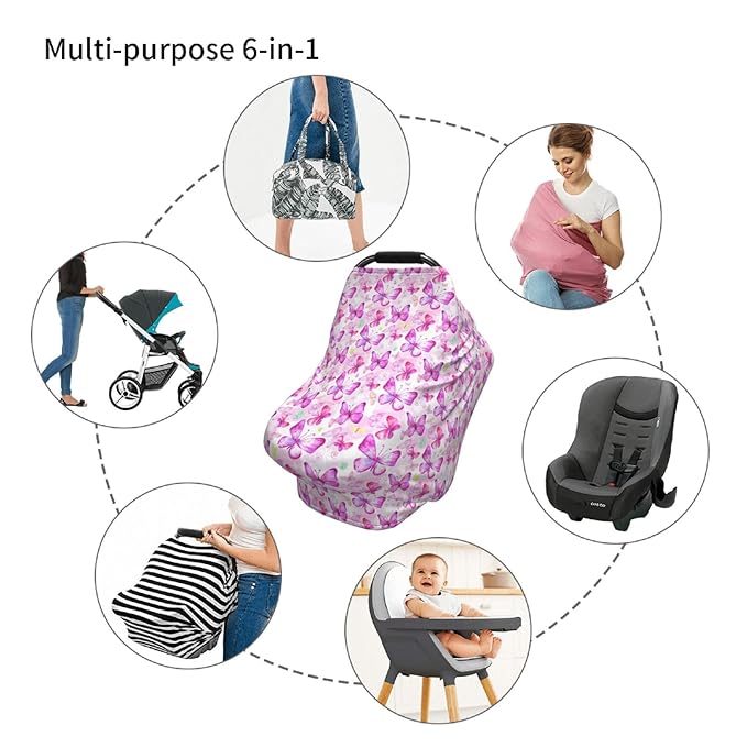 Butterfly Baby Car Seat Covers Canopy Covers Baby Multi-Use Car Seat Canopy Carrier Cover, Breathable Breastfeeding Cover Boys & Girls