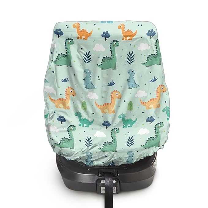 XYZCANDO Dinosaurs Print Car Seat Cover Girl Newborn Cartoon Car Seat Sun Protection Easy to Install Car Seat Sun Cover for Baby Elastic Car Seat Covers for Babies Car Accessories Gift for Friends
