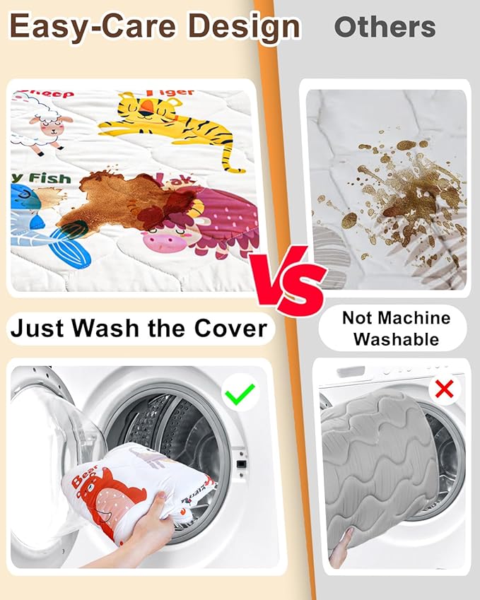 Foam Baby Play Mat 50x50, Removable and Machine Washable Cover, Thicken Cushioning Playmat and Perfect for Playpen, Non-Slip Bottom, Easy to Clean for Infants, Toddlers & Babies(Animal)