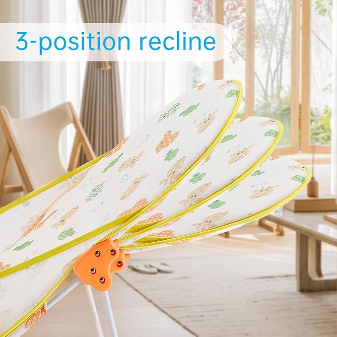 Foldable Baby Bather With 3 Adjustable Reclining Positions for Use in Sink or Bathtub - Support for Newborn Infant 0-12 Months (Yellow-01)