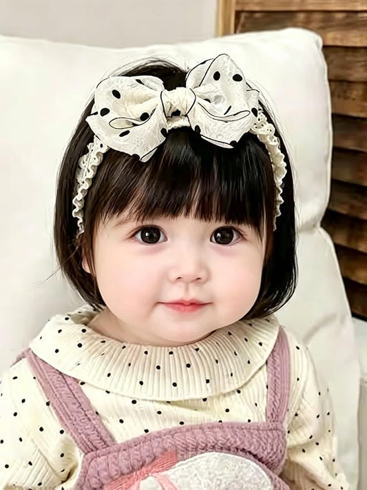 Handmade Baby Girl Headbands in Beige Baby Bows and Floral Lace Headband Bows for Newborns and Toddlers Cute Baby Girl Bows and Newborn Headband Bows