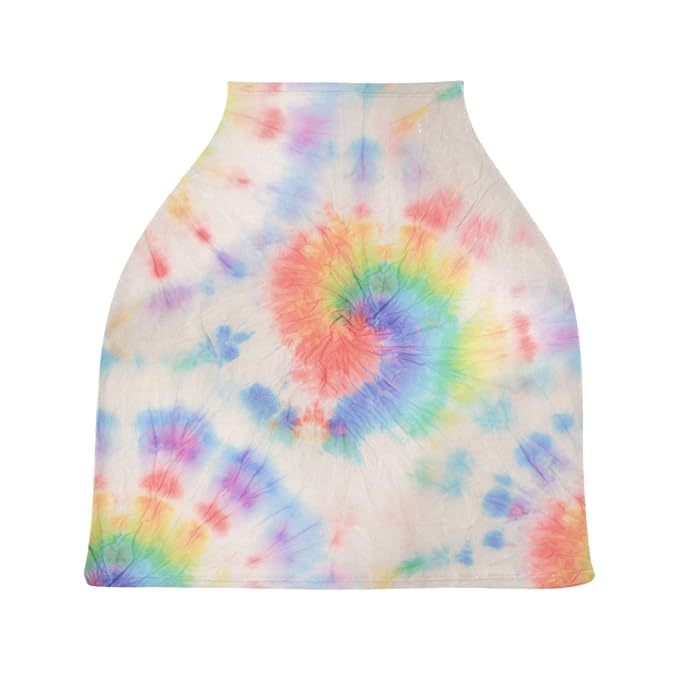 Pastel Tie Dye Circle Pattern Rainbow Swirl Spiral Stripe Stretchy Baby Car Seat Cover Infant Canopy Nursing Covers Breastfeeding Cover Breathable Windproof Winter Scarf for Boys Girls