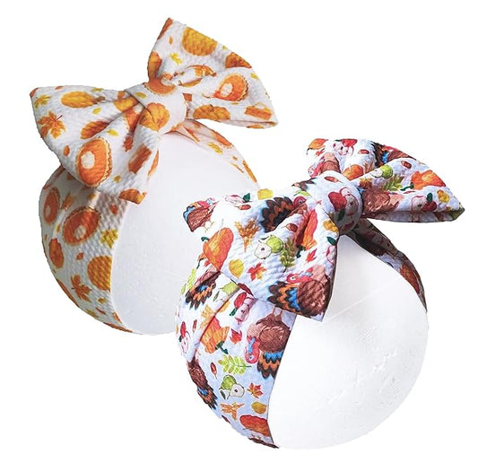 Bows for Baby Girls Headband, Newborn Bows Headbands Baby Hair Bows Hairbands Hair Accessories.(FD104) (Thanksgiving Turkey Pumpkin Headband)