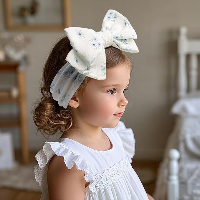 LemonSpace Handmade baby bow with Knotted Double Bows Stretchy Soft Cotton Infant Headwrap Comfortable Hair Accessories for Newborn,Toddler,Kids Ideal Gift for Baby Shower,Holidays