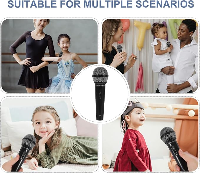 NUOBESTY Microphone for Kids, 6.4" Fake Toy Microphones for Toddler Plastic Pretend Play Mic Prop for Halloween, Christmas, Kid Karaoke Costume Cosplay Prop, Party Favors
