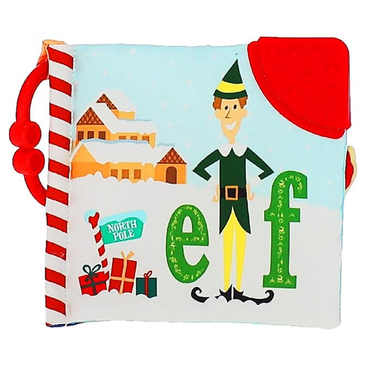 Kids Preferred Elf Soft Book - Peek-a-Boo Flap, Crinkle, BPA Free Teether Corner, On-The-Go Clip, Colorful Pages, Ages 0 Months and up, 5 in