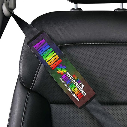 Autism POD Non Verbal Colorful Autism Awareness Seat Belt Cover for Kid Family Special Need Autistic Medical Alert Car Cushion Cover Support Autism Gift Personalized Name 40