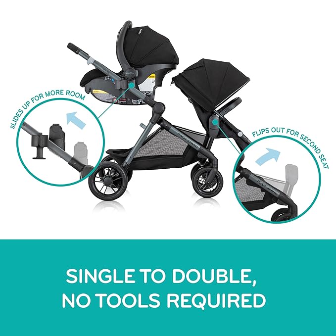 Evenflo Pivot Xpand Modular Travel System with LiteMax Infant Car Seat (Sabino Gray)