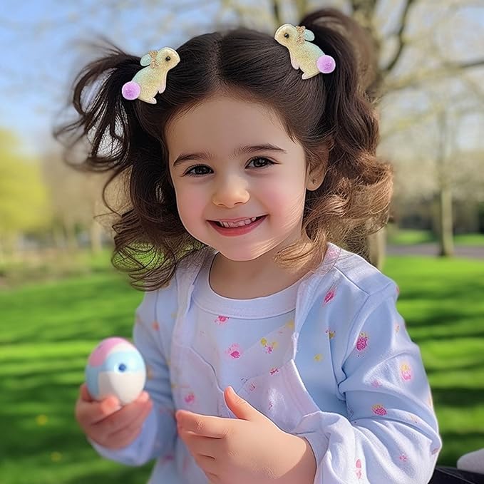 Bunny Hair Clips for Girls, 2pcs Glitter Gradient Easter Hair Accessories, Baby Hair Alligator Barrettes Cute Rabbit Hairpins Toddlers Kids for Party Princess Cosplay Decoration