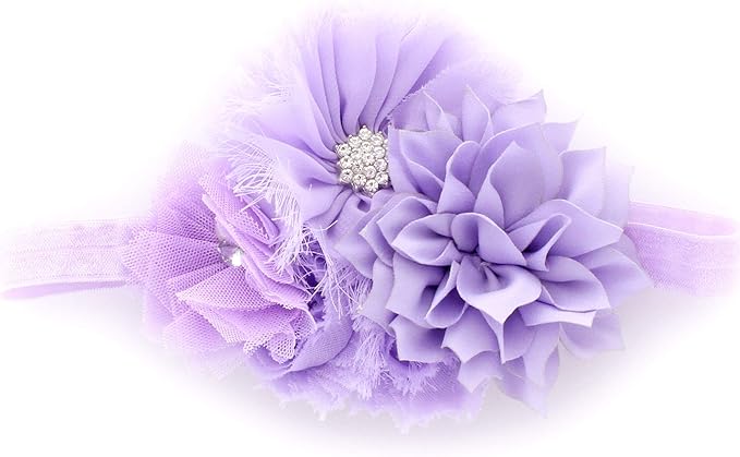 My Lello Shabby Fabric Flower Cluster Headbands Baby - Girls - Toddler Stretchy Elastic
