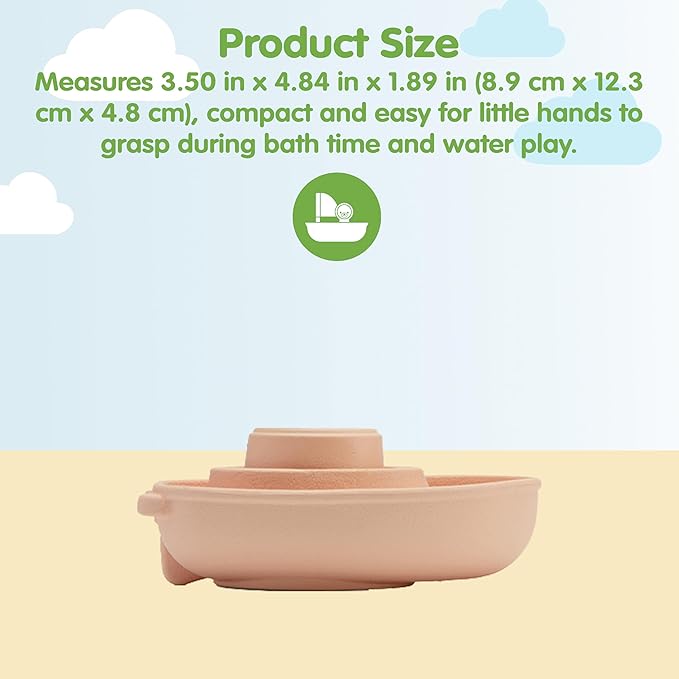 PlanToys® Pastel Orange Rubber Convertible Boat Montessori Water and Sensory Play Toy | Cause & Effect, Imagination and Exploration Activity | Eco Friendly Floating Bath Toy
