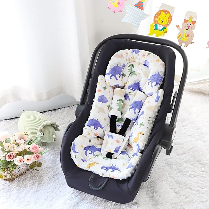Car Seat Head Support Baby, Soft Infant CarSeat Insert with Strap Covers for Girls, Newborn Insert for carseat, Strollers, Swings, Bouncer