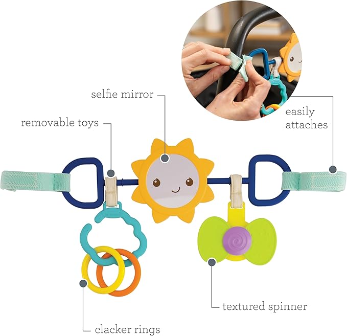 Infantino Sensory Travel Bar - Engaging Activities for Car Seats & Strollers, Promotes Sensory Development, Easy to Install & Durable