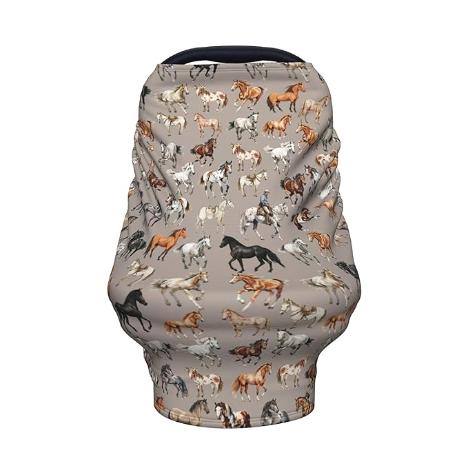 Horse Baby Car Seat Covers Canopy Covers Baby Multi-Use Car Seat Canopy Carrier Cover, Breathable Breastfeeding Cover Boys & Girls