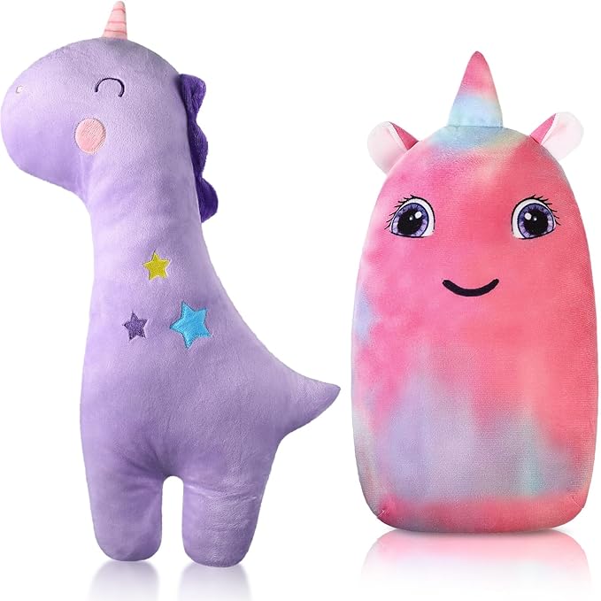 Lenwen 2 Pcs Seat Belt Pillow for Kids Cover for Boys Girls Seatbelt Cushion Pillow for Toddler Car Strap Covers for Travel Sleep Neck Head Support Pad(Purple and Pink,Unicorn)