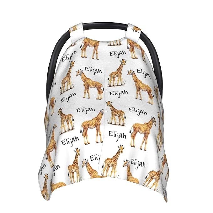Personalized Custom Name Car Seat Canopy - 2 in 1 Mom Nursing Breastfeeding Cover for Newborn Baby Boys & Girls - Minky Baby Carrier & Stroller Cover