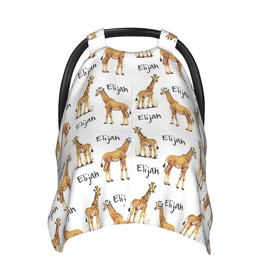Personalized Custom Name Car Seat Canopy - 2 in 1 Mom Nursing Breastfeeding Cover for Newborn Baby Boys & Girls - Minky Baby Carrier & Stroller Cover