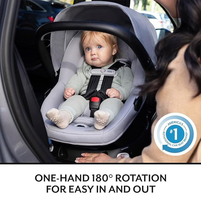 Evenflo Revolve180 LiteMax NXT Rotating Rear-Facing Lightweight Preemie and Infant Car Seat 3-30lbs. with SensorySoothe. Easy Install with Base (Jasper Black)