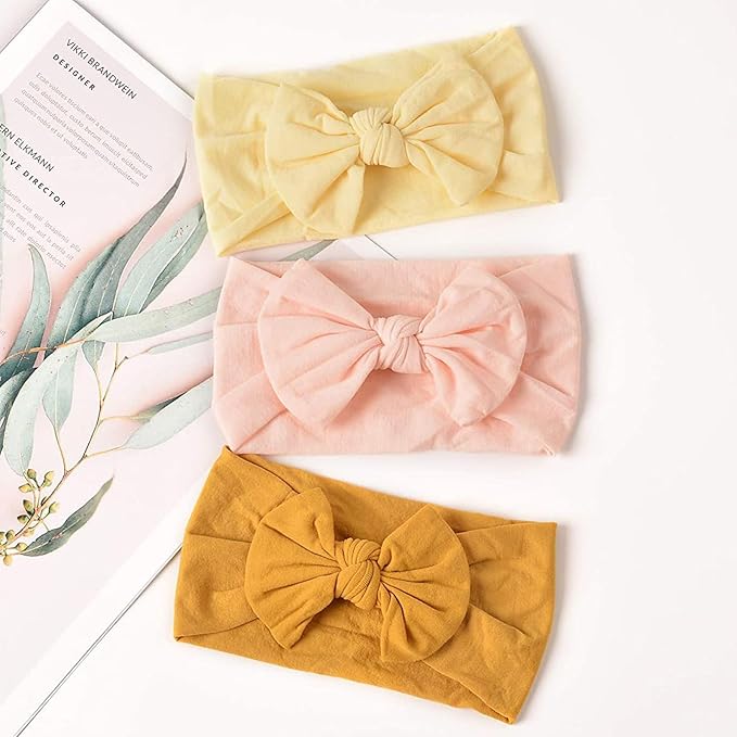 ALinmo 25PCS Baby Nylon Headbands Soft Hairbands Hair Bow Elastics for Baby Girls Newborn Infant Toddlers Kids