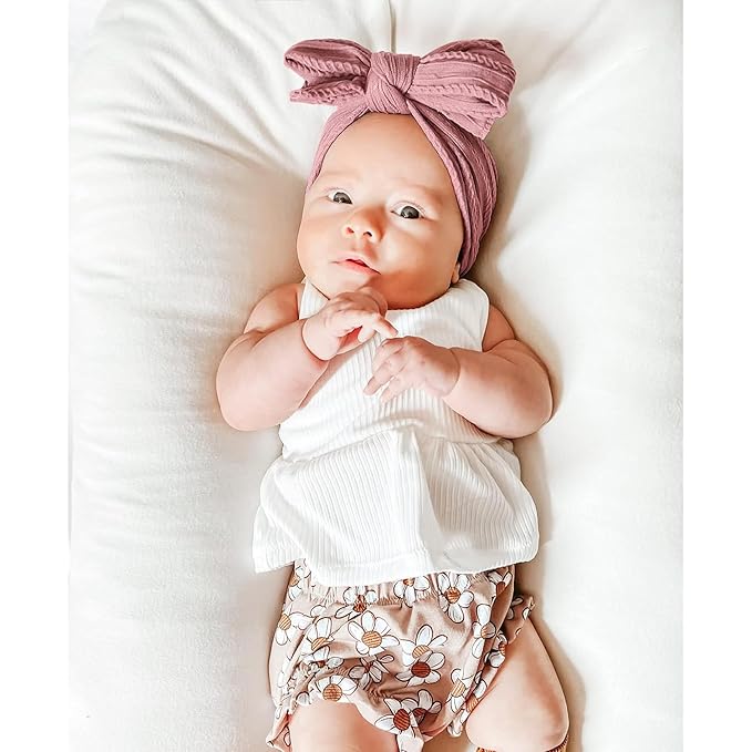 Niceye Handmade Baby Headbands Soft Stretchy Nylon Hair Bands with Bows for Newborn Infant Baby Toddler Girls