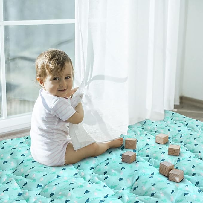 SPRINGSPIRIT Baby Play Mats for Floor, 59x59 Inch Thicker and Larger Soft Cushioning Playmats for Babies and Toddlers, Foldable Washable Baby Playpen Mat,