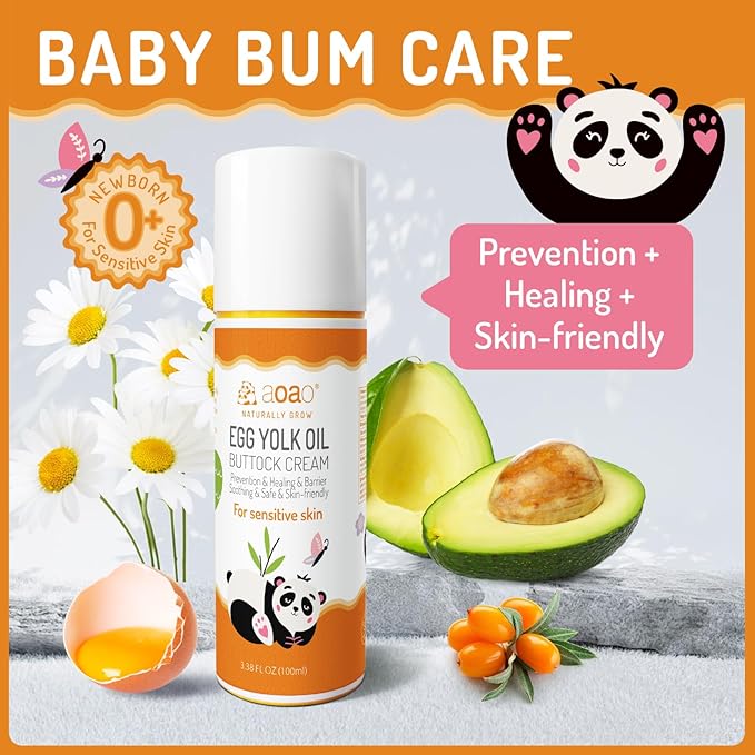 Baby Diaper Rash Cream with Zinc Oxide, Prevents & Heals Newborn Diaper Rash, Repairs Dry Cracked Skin, Gentle Toddler Butt Cream for Sensitive Skin, Instant Soothing Baby Skin Discomfort - 3.38oz