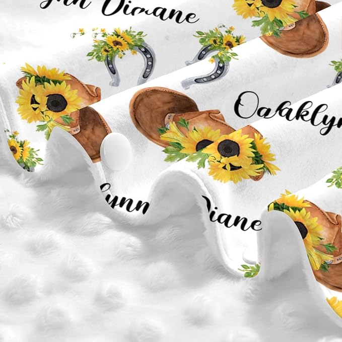 Personalized Baby Car Seat Canopy for Baby Girls, Custom Name Sunflower Cowgirl Baby Car Seat Covers for Babies, Opening Minky Nursing Breastfeeding Cover for Infant, Carseat Canopies for Newborn