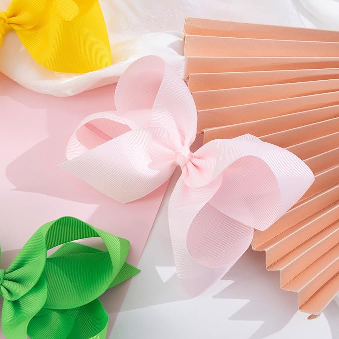 Oaoleer 40Pcs 6" Hair Bows Clips Grosgrain Ribbon Bows Hair Alligator Clips Hair Barrettes Hair Accessories for Baby Girls Infants Toddlers Kids Teens Children (6 Inch (Pack of 40)-40 Colors)
